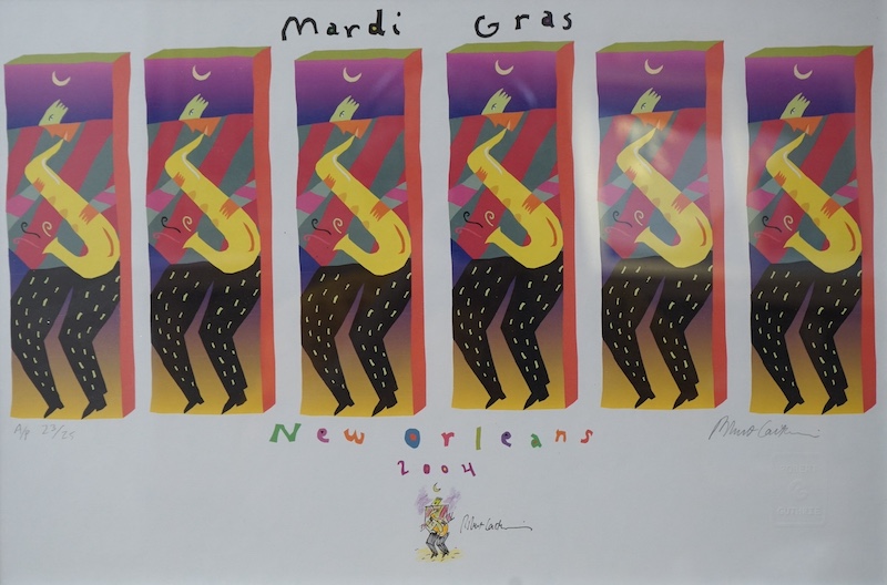 Robert Guthrie (American, 1958 - 2014), artist's proof silkscreen print, ‘Mardis Gras, New Orleans, 2004’, signed in pencil, limited edition 23/25, blindstamped, 31 x 47cm. Condition - good